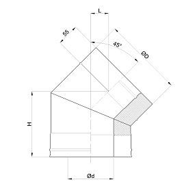 Отвод сэндвич дымохода 135 (45)